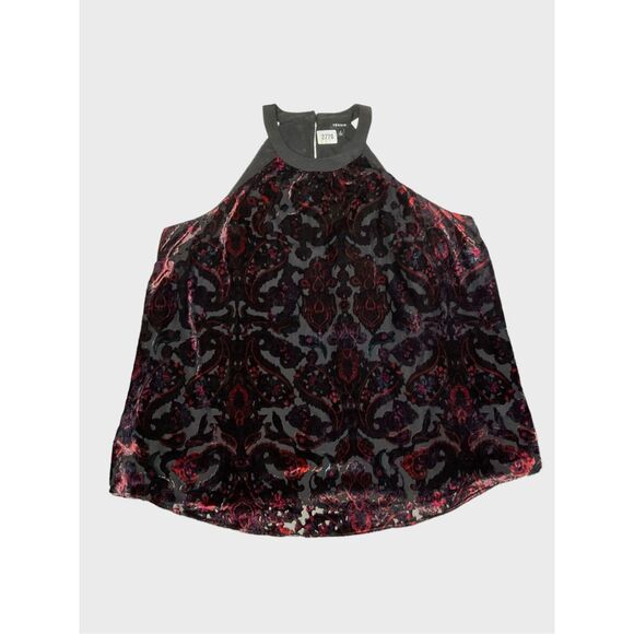 TORRID Halter Tunic Tank Top / Size 2X / Burnout Velvet Paisley‎ Red Black NEW - Picture 1 of 9